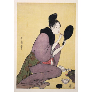 Kuchi-beni - Painting the Lips - Kitagawa Utamaro | Reproduction Tableau Décoration murale affiche copie