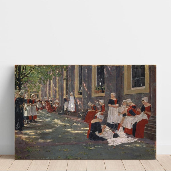 Reproductie van het schilderij Het weeshuis in Amsterdam - Max Liebermann