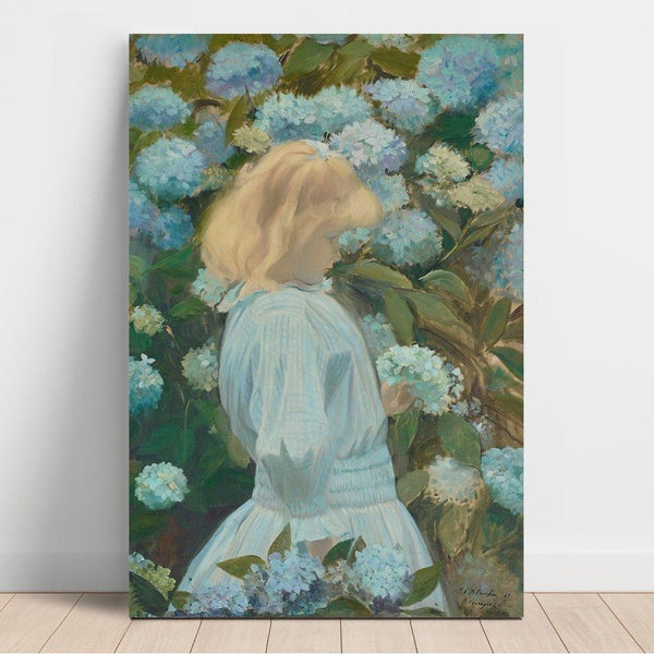 Reproductie van het schilderij La Petite Fille aux Hortensias - Jacques-Émile Blanche