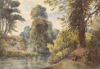 Ladislav Mednynszky - Swiss park with a pond and a sled.webp