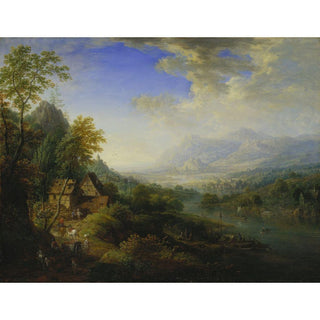 Landscape with River de Christian Georg Schütz | Reproduction Tableau Décoration murale affiche copie