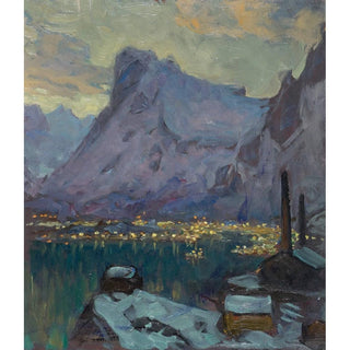 Le port de Svolvær au plus fort de la saison de pêche, étude des Lofoten - Anna Boberg | Reproduction Tableau Décoration murale affiche copie