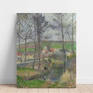 Les rives de la Viosne à Osny par temps gris, en hiver - Camille Pissarro | Reproduction Tableau Décoration murale affiche copie
