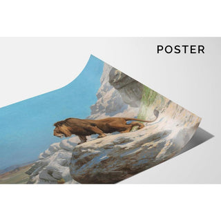 Lion à l'affût - Jean-Léon Gérôme | Reproduction Tableau Décoration murale affiche copie