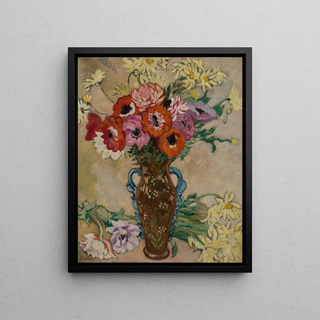 Louis Valtat - Vase dcor aux anmones et marguerites jaunes de savane.webp