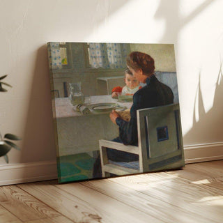 Mère et enfant à table Au petit-déjeuner - Carl Moll | Reproduction Tableau Décoration murale affiche copie