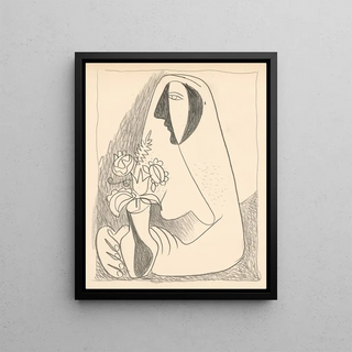 Mikul Galanda - Woman with a bouquet in a vase.webp