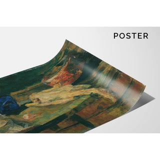 Nature morte avec bouteille bleue et poulet plumé - James Ensor | Reproduction Tableau Décoration murale affiche copie