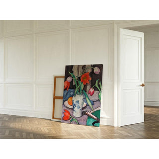 Nature morte avec tulipes et éventail - Samuel John Peploe | Reproduction Tableau Décoration murale affiche copie