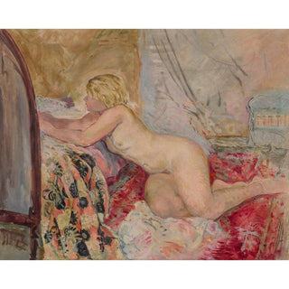Nu allongé contre un lit Marinette - Henri Lebasque | Reproduction Tableau Décoration murale affiche copie