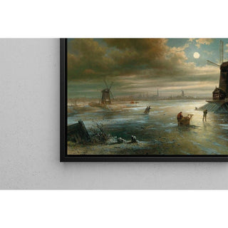 Nuit d'hiver au clair de lune aux abords d'Amsterdam - Elias Pieter van Bommel | Reproduction Tableau Décoration murale affiche copie