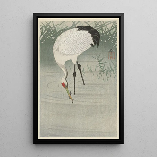 Ohara Koson - Fishing crane in shallow water.webp