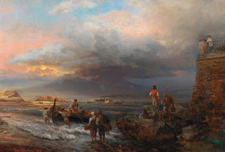 Oswald Achenbach - The Bay of Naples with Vesuvius in the background.webp