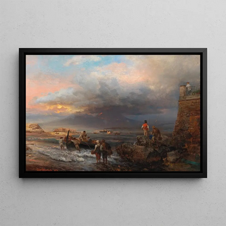 Oswald Achenbach - The Bay of Naples with Vesuvius in the background.webp