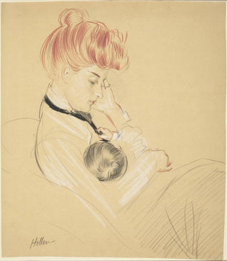 Paul Csar Helleu - Madame Helleu Cradling Paulette in Her Arms.webp