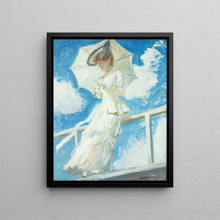 Paul Csar Helleu - Portrait Of Mrs Helleu With An Umbrella.webp