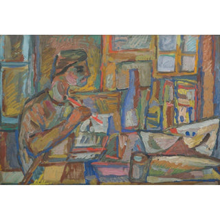 Peintre dans l'atelier - Sasza Blonder | Reproduction Tableau Décoration murale affiche copie