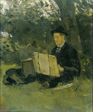 Richard Nicolas Roland Holst - Jan Verkade 18681946 Painting under a Tree at Hattem.webp