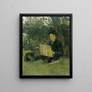 Richard Nicolas Roland Holst - Jan Verkade 18681946 Painting under a Tree at Hattem.webp