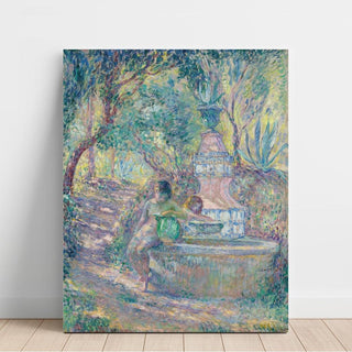 Saint-Tropez, deux jeunes filles à la fontaine - Henri Lebasque | Reproduction Tableau Décoration murale affiche copie