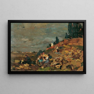 Tina Blau - Kinder an der Friedhofsmauer.webp