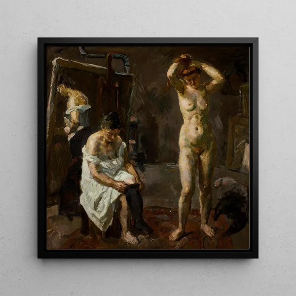 Drie vrouwen in de atelier - Max Beckmann — ingelijst kunstwerk aan de muur
