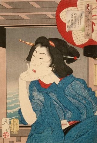 Tsukioka Yoshitoshi - A Geisha of the Mid1870s Seated in a Boat.webp
