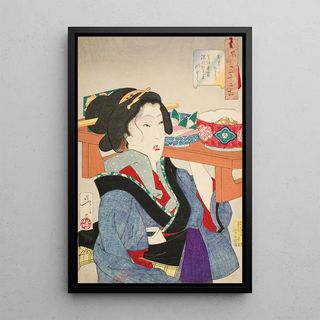 Tsukioka Yoshitoshi - Looking Weighed Down The Manner of a Waitress at Fukagawa in the Tenp Era.webp
