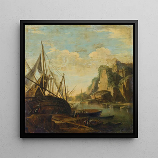 Un paysage côtier méditerranéen avec un navire - Salvator Rosa