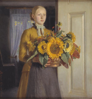 Une fille avec des tournesols - Michael Ancher