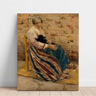 Une vieille femme avec un chat - Max Liebermann | Reproduction Tableau Décoration murale affiche copie