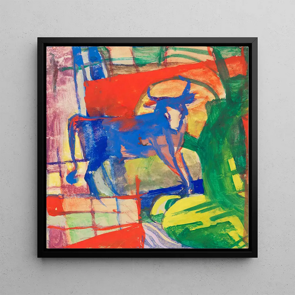 Blauwe Koe - Franz Marc — ingelijst kunstwerk aan de muur