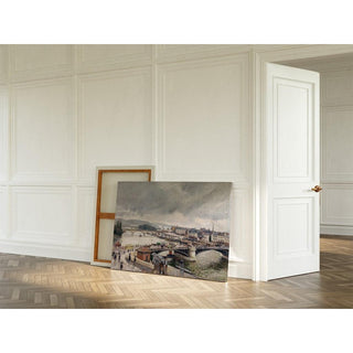 Vue sur le grand pont, Rouen, Pluie - Camille Pissarro | Reproduction Tableau Décoration murale affiche copie