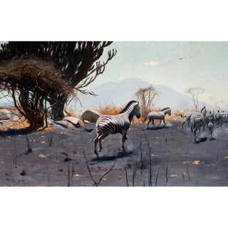 Zèbres - Wilhelm Kuhnert | Reproduction Tableau Décoration murale affiche copie