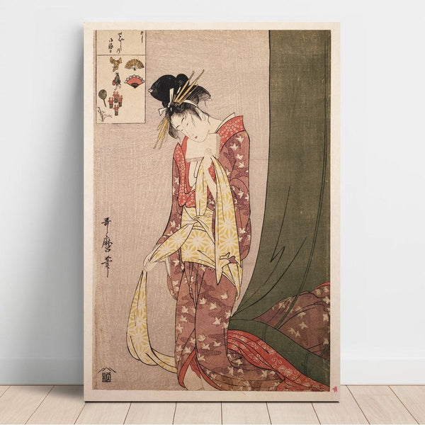 Reproductie van het schilderij Ōgiya Hanaōgi - Ōgiya Hanaōgi (raadsel geïllustreerd) - Kitagawa Utamaro