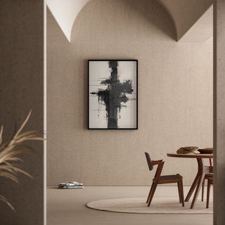 Abstract black and white decorative painting - Abstract Impulse