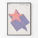 Decoratief poster met rode en blauwe ster in geometrische lijnen