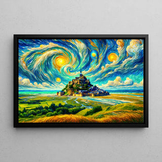 De Mont Saint-Michel in de stijl van Van Gogh | Kunstmatige intelligentie