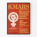 Feministische demonstratieposter 8 maart - Symbool en eisen