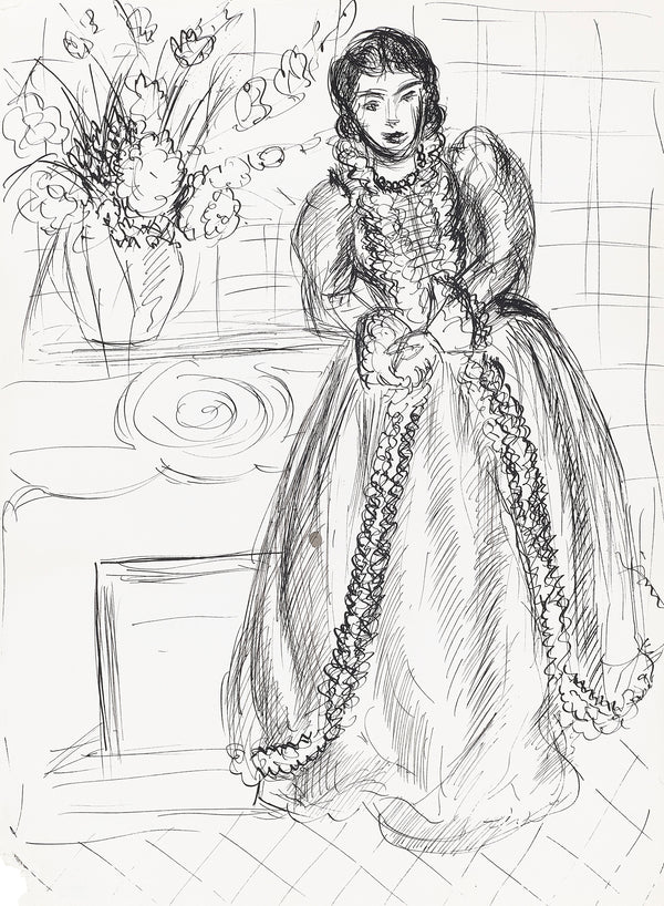 Femme en robe longue, Lydia, 1937 – dessin d’Henri Matisse