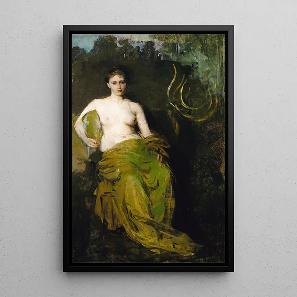 Figuur met halve doek - Abbott Handerson Thayer — ingelijst kunstwerk aan de muur