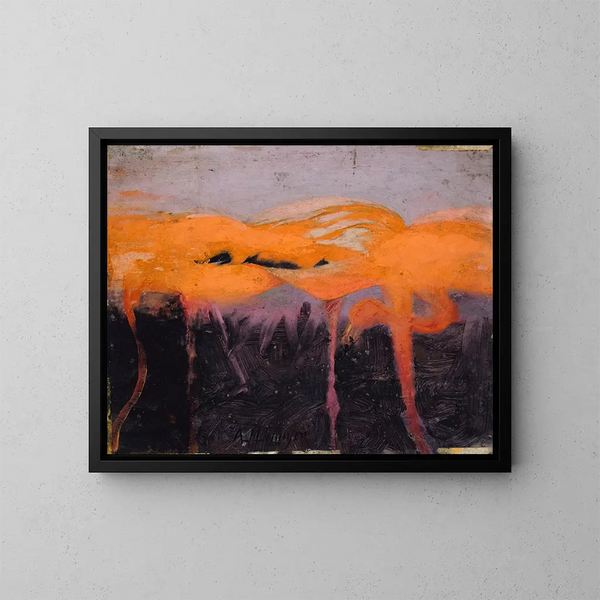 Study of Pink Flamingos for the book Camouflage in the Animal Kingdom - Abbott Handerson Thayer — framed artwork on a wall
