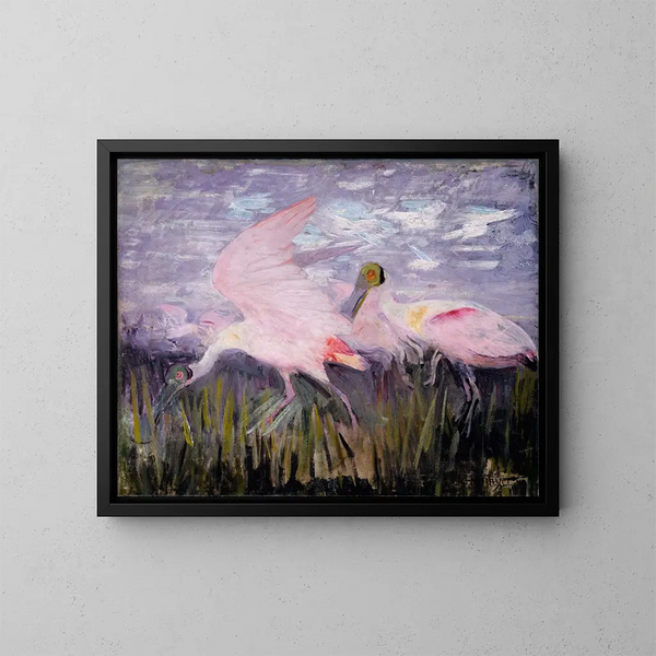 Study of Pink Spatulas for the book Camouflage in the Animal Kingdom - Abbott Handerson Thayer — framed artwork on a wall