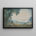 Uitgebreide weergave van een landschap met een meer nabij Rome, mogelijk het Bolsena-meer, met personages - Abraham Louis Rodolphe Ducros — ingelijst kunstwerk aan de muur