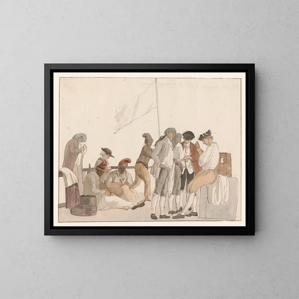 the ship's company aboard the vessel l'Heureuse Marianne - Abraham Louis Rodolphe Ducros — framed artwork on a wall