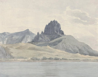 Uitzicht op de kust van Pentidatilo tegenover Kaap Spartivento - Abraham Louis Rodolphe Ducros — weergave van het kunstwerk