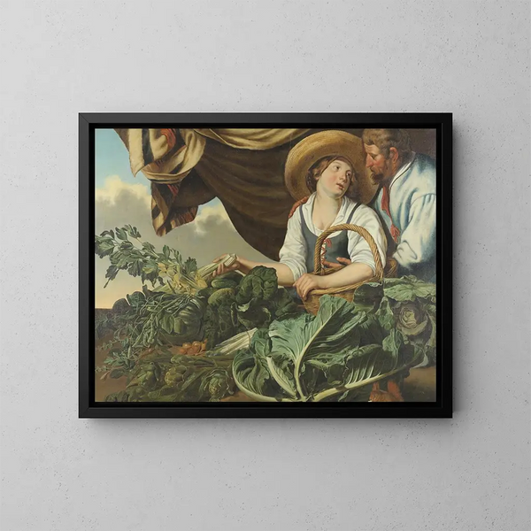 Vendeur de légumes - Abraham Bloemaert — framed artwork on a wall
