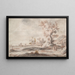 Landschap met oude boom en personages - Abraham Genoels II — ingelijst kunstwerk aan de muur