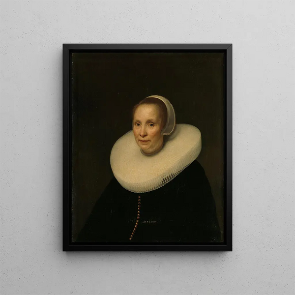 Portrait of a Woman - Abraham Lambertsz van den Tempel — framed artwork on a wall