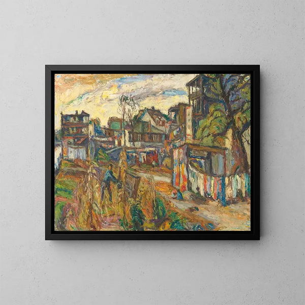 City Scene Painting - Abraham Manievich — framed artwork on a wall